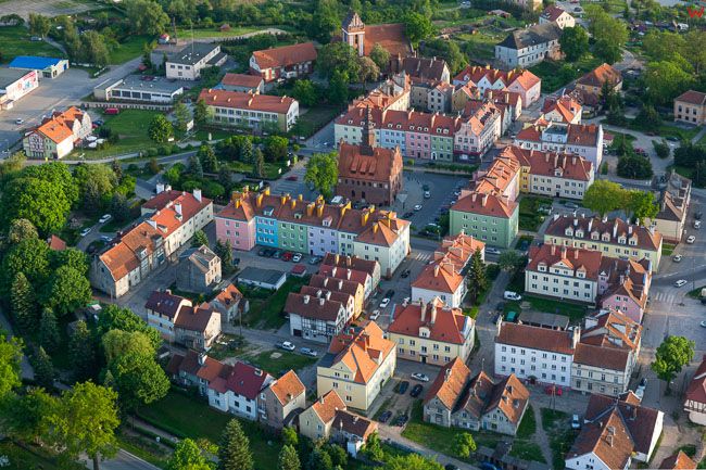 Morag, panorama starego miasta, EU, PL, Warm-Maz. Lotnicze